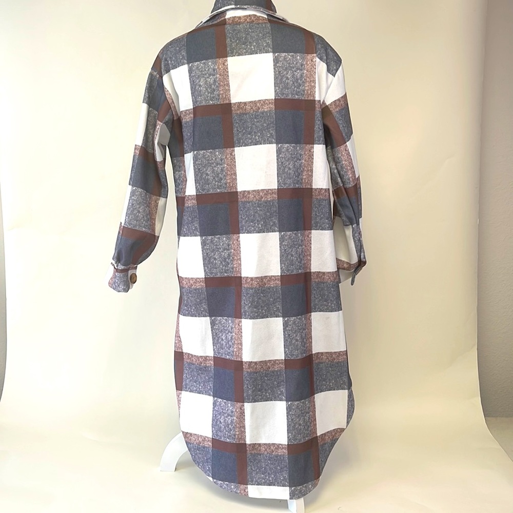 NXH Gray & White Bal-Collar Four Pocket Button-Up Coat - Picture 2 of 6